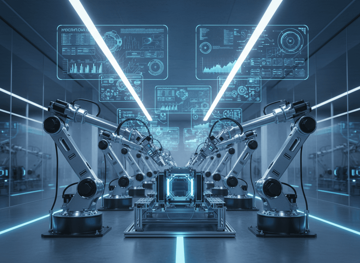 environnement d'usine intelligente avec machines et superpositions de données